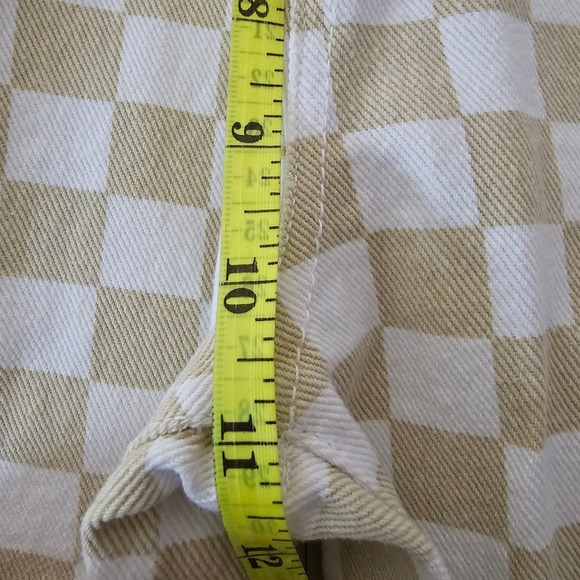 RSQ Tan White Checkered Wide Leg High Rise Jeans Size 24 Skater Streetwear - Picture 4 of 7